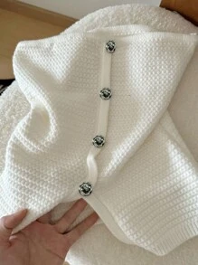 Women's Minimalist Fashion Casual Knit Top, Suitable For Everyday Wear - White - View 4