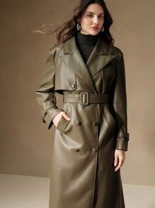 Anewsta Commuter Casual Leather Jacket - Army Green - View 4