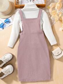 SHEIN Chica preadolescente 1 pieza Vestido overol con parche con bolsillo