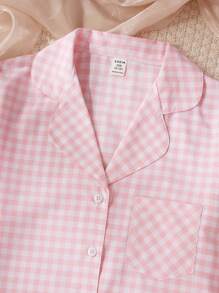 3pcs/Set Teenage Girls Casual Comfortable Pink&White Plaid Camisole Top And Pants Long Sleeve Pajama Set Spring Summer Clothes Girls Cute Sets Girls Outfit Sets Young Girls Sets Pj Sets For Girls Girl Clothes Sets Eid Mubarak
