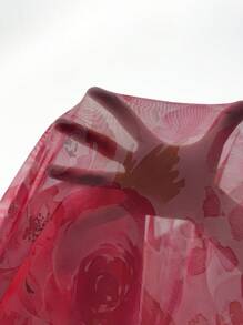 MaterniChic Elegant Floral Print Bodycon Maternity Dress - Black and White - View 7