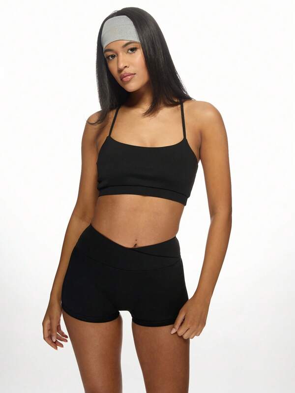MISSGUIDED High Impact Cross Back Sports Bra With Moisture Wicking Technology Seamless Athletic Workout Top For Yoga Running Training Exercise Fitness Gym