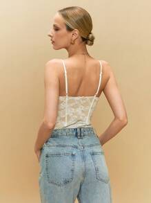 Poéselle Damen Spaghetti-Träger Bodysuit mit Hohldesign, minimalistisch, für Lässig und Urlaub - Weiss - Übersicht 7