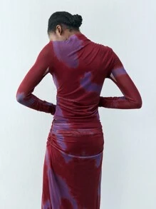 Maija Parte superior moderna urbana de mujer con patrón de degradado rojo, apropiada para fiestas de Día de San Valentín, primavera, eventos diarios casuales, elegantes, apta para bodas, citas y festivales de música bohemios