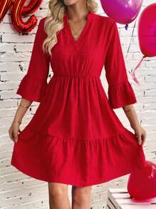 EMERY ROSE Dames Mini-jurk met inkepingen en wijde mouwen