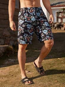 男式松紧腰全印花休闲运动裤