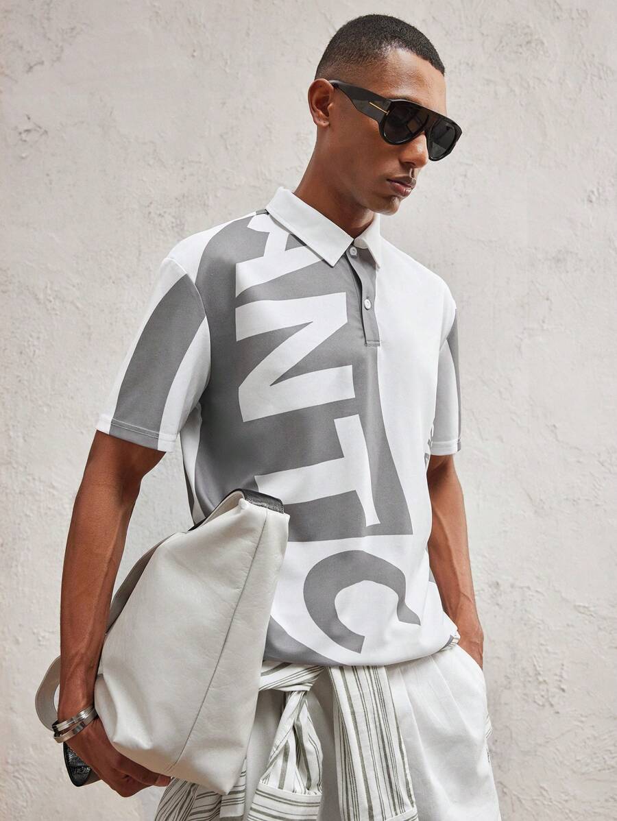 AKNOTIC Party Polo a maglia aderente da uomo con colletto alla coreana, stile casual adatto per l'estate - Bianco - Visualizzare 1