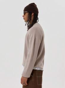 Musero Gerippter Strick-Pullover mit Dropped Shoulder