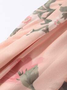 DAZY Women's Ditsy Floral Print Waist-Cinched Off Shoulder Chiffon Fish Tail Midi Dress - Pink - View 8