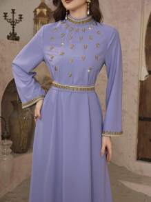 Al Najma Women's Beaded Caftan, Loose & Elegant,Modest - Purple - View 3