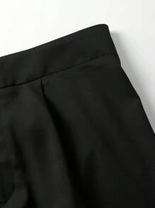 SHEIN LUNE Women Plus Size Straight Leg Side Double Row Design Elegant Suit Pants - Black - View 4