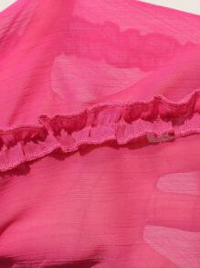 Revavyn Đầm ngắn tay dài cạp cao thiết kế thời trang, thanh lịch và duyên dáng theo phong cách nghỉ dưỡng cổ chữ V, viền bèo 3D, dành cho nữ, vải thu cho nữ - Màu Hồng Tươi - Xem 7