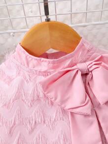 SHEIN 少女无袖连衣裙，带蝴蝶结装饰，立领 - 藕粉色 - 查看 6