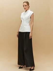 Poéselle Women's White Button Front Minimalist Casual Thin Blazer, Classy Outfits For Women,Business Casual,Blazer For Wedding Guest,Old Money Style Women,Summer Outfits For Women In Fall/Winter - White - View 4