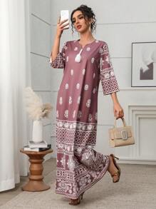 Yasmyna Vestido maxi turco y vestido largo tradicional árabe para mujer, Kaftan y Jalabiya, Modesto