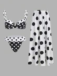 Swim Oasis Women's Polka Dot Print Swimwear Set, Summer Vacation