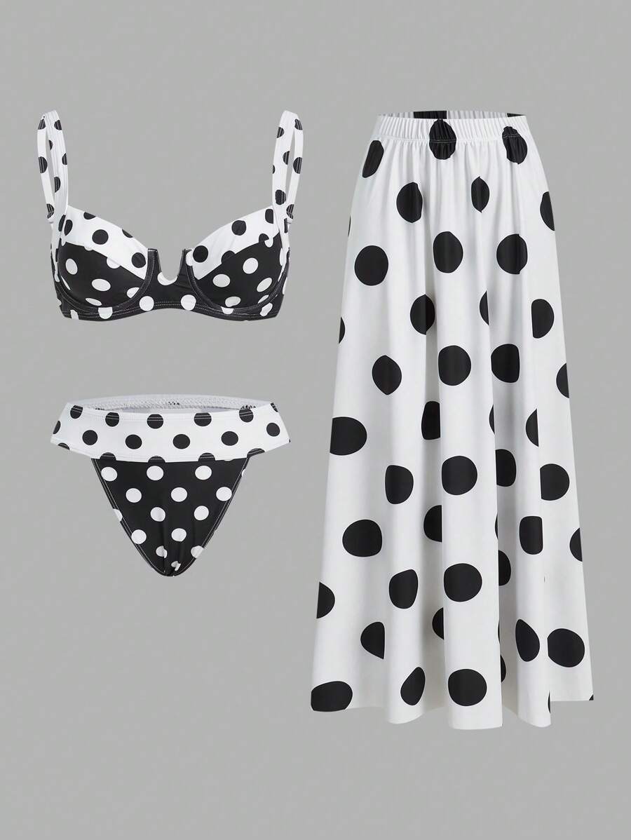 Swim Oasis Women's Polka Dot Print Swimwear Set, Summer Vacation