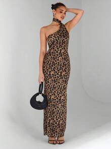 Glamine 性感不对称露背豹纹连衣裙、节日派对狂欢节连衣裙、生日连衣裙、浪漫约会晚礼服、化妆舞会连衣裙、复活节连衣裙、街头风格连衣裙、毕业礼服 - 彩色 - 查看 4