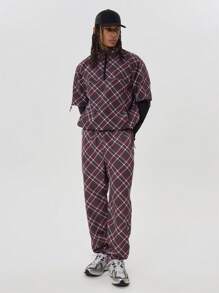 Musero Men Checkered Flannel Style Printed Straight Leg Cuffed Trouser Tracksuit Bottoms Only SPRING SUMMER - Multicolor - View 1