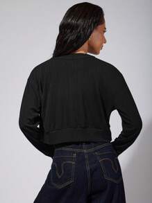 COSMINA Women's Solid Color Long Sleeve Single Breasted Casual Jacket - Black - View 2