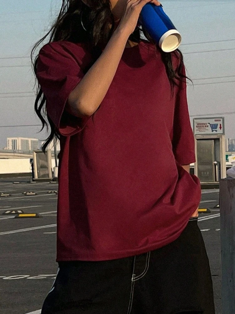 Women Casual Versatile Solid Color Short Sleeve T-Shirt