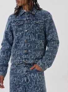 Graffiti Musero Denim Cropped Jacket For Spring Summer - Multicolor - View 3