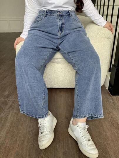 DAZY Plus Size Casual Washed Straight Leg Jeans