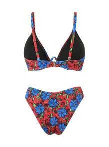 Swim DD+ Springbreak DD Summer Printed Underwire Bralette & Bikini 2 Pieces Set - Multicolor - View 5