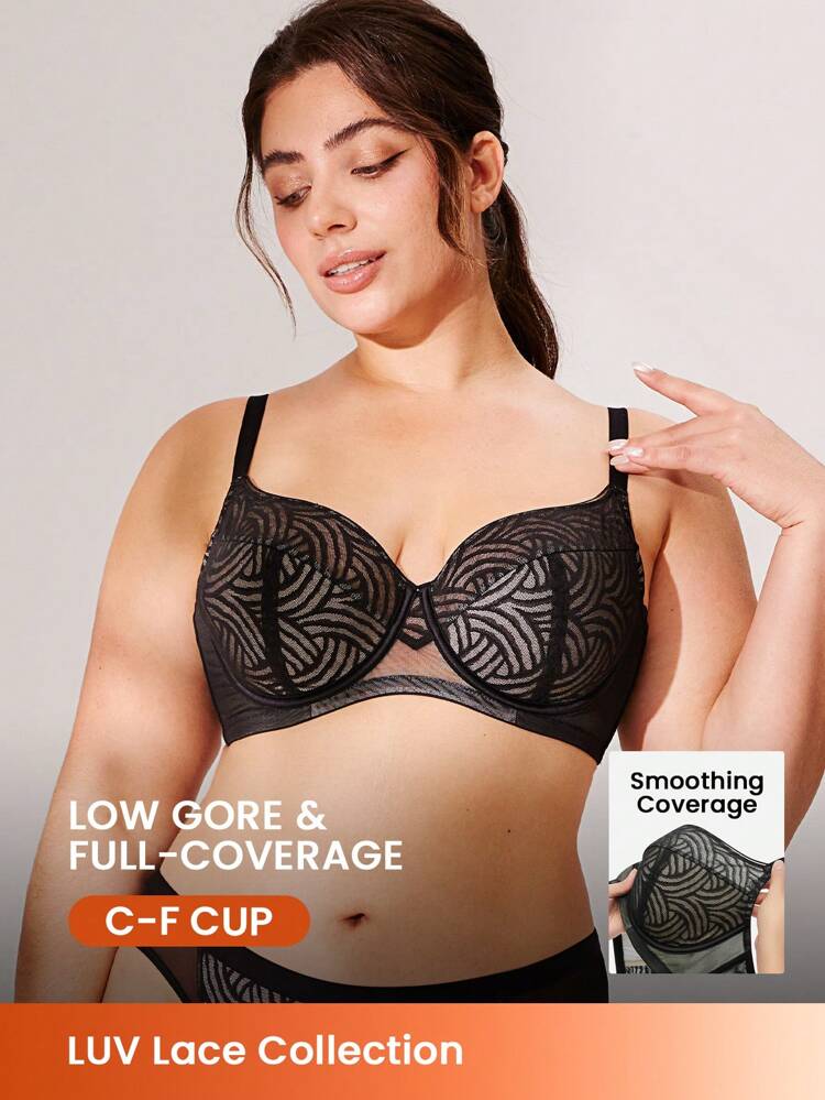 Plus Full Coverage Mesh Bra