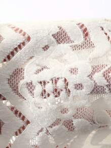 DAZY 女士蕾丝圆领短袖修身露脐可爱性感休闲夏季系带上衣度假 - 白色 - 查看 7