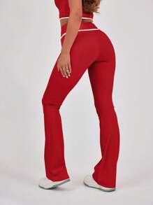 Musera Sport Binding Detail High Waisted Sculpt Flare Sports Leggings Only ,Padel, Tennis, Pickleball