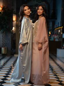 Al Najma 女士土耳其和阿拉伯传统长裙、朴素的卡夫坦 - 淺藍色 - 查看 2