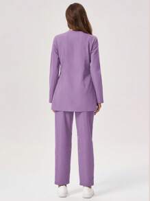 Scrubzie Áo dài tay chống nhăn và quần dài/Bộ đồng phục y tế, Thu/Đông - Màu tím - Xem 2