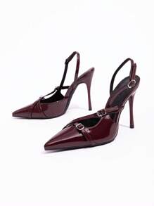 CUCCOO BIZCHIC Women's Lolita Style Burgundy Bow Decor High Heels Pumps