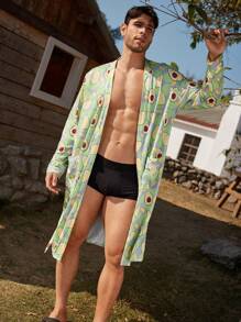 Bata de hombre con estampado de aguacate, casual y de moda para uso diario