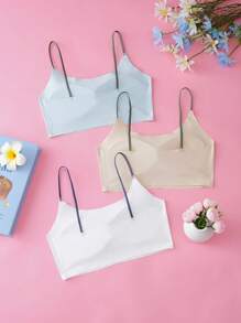 3 件套无缝无钢圈文胸套装（青少年款），可拆卸护垫，裸色，白色，蓝色 - 彩色 - 查看 2