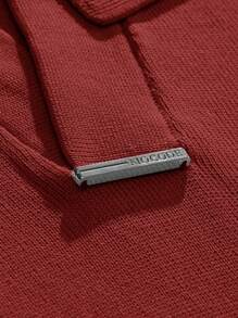 AKNOTIC Business Casual 男式纯色 Polo 领短袖休闲针织上衣，学校风 - 紅色 - 查看 6