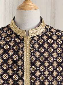 Tween Boy All-Over Print Mid-Length Top & Pants 2 Pieces Set - Brown - View 6