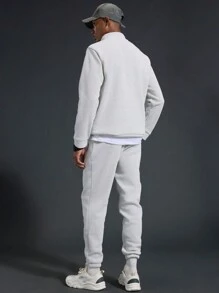 Manfinity Sport Polished 男士休闲纯色运动衫和运动裤运动套装