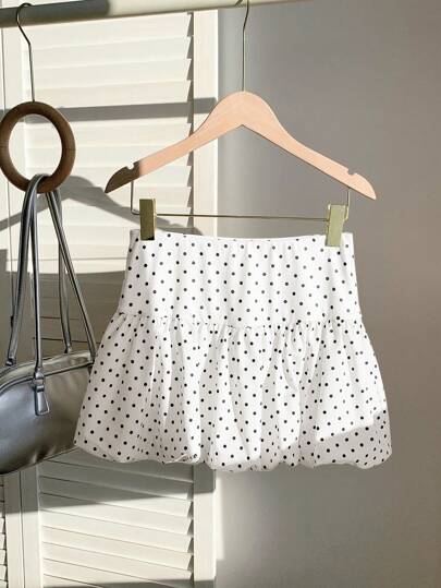 Comfortcana Women's Polka Dot Floral Print A-Line Mini Skirt