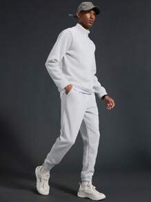 Manfinity Sport Polished 男士休闲纯色运动衫和运动裤运动套装