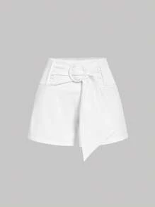 SHEIN MOD Shorts anchos de cintura alta de talla grande en estilo vintage negro elegante, shorts para el transporte
