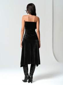 SHEIN TRNDY Women Asymmetric Hem Sleeveless Bodycon Dress, Slimming - Black - View 2