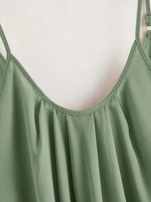 SHEIN LUNE Plus Size Solid Color Spaghetti Strap Camisole Tank Top, Casual Daily Wear - Mint Green - View 4