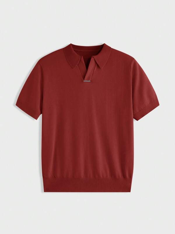AKNOTIC Business Casual Camiseta polo de manga corta de punto de unicolor informal para hombre, escolar