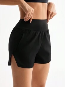 Easithlete Women's Basic Minimalist Yoga Shorts - Black - View 4
