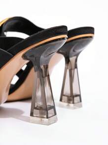 CUCCOO SZL New Fashionable & Versatile Rhinestone Bowknot Strap High Heel Sandals - Black - View 5