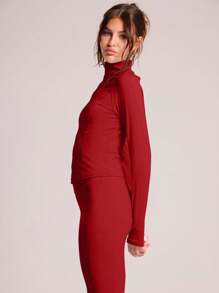 Musera Sport 拉链长袖紧身立领运动修身上衣夹克，适合板网球、网球、泡菜球健身房健身 - 紅色 - 查看 4