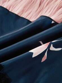 Tween Girls Elegant Lace Patchwork Floral Print Camisole & Long Pants 2 Pieces Pajama Sets, Suitable For Home/Indoor, Summer - Multicolor - View 4