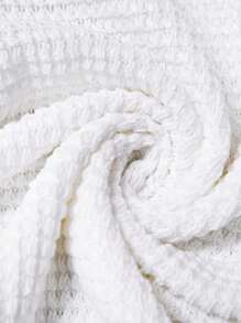 Wildy 女士休闲刺绣泡泡袖华夫格 T 恤，优雅度假和户外穿着